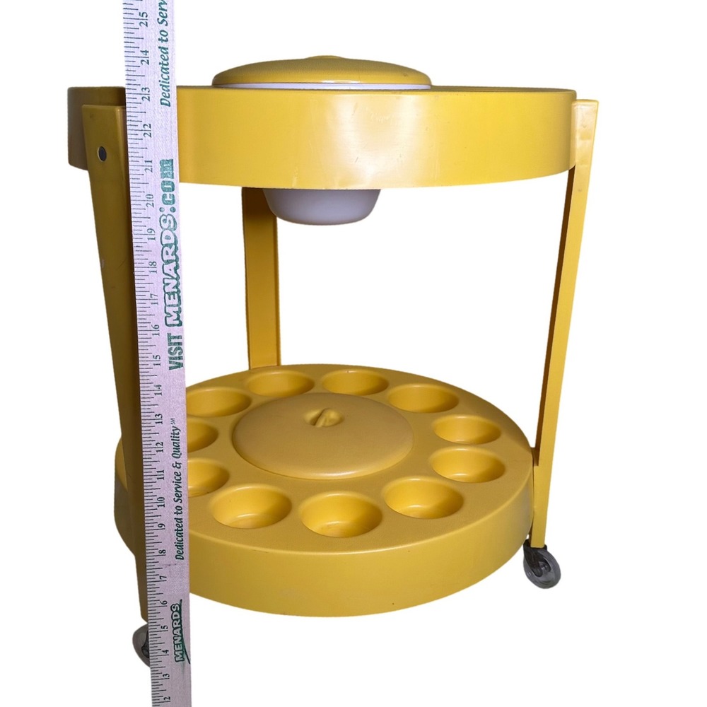 Vintage 1960s Tiara Casa Star Atomic Space Age Bar Cart Yellow Rolling Server - Picture 4 of 10